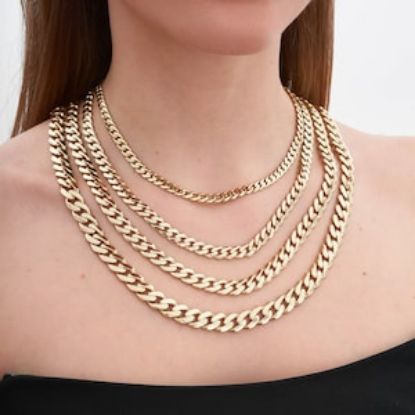 14K REAL Gold Miami Cuban Curb Link Chain Necklace & Bracelet, Royal Chain, Unisex Chunky Gold Chain for Man - Women, Heavy Gold Chain